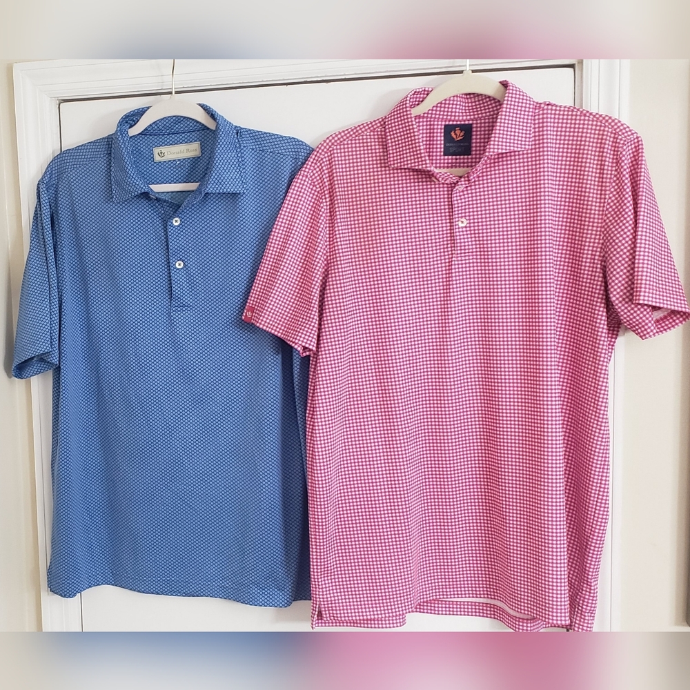 Donald Ross 2 Golf Shirt Bundle Pink Shirt / Blue Shirt Medium Polo Style Casual